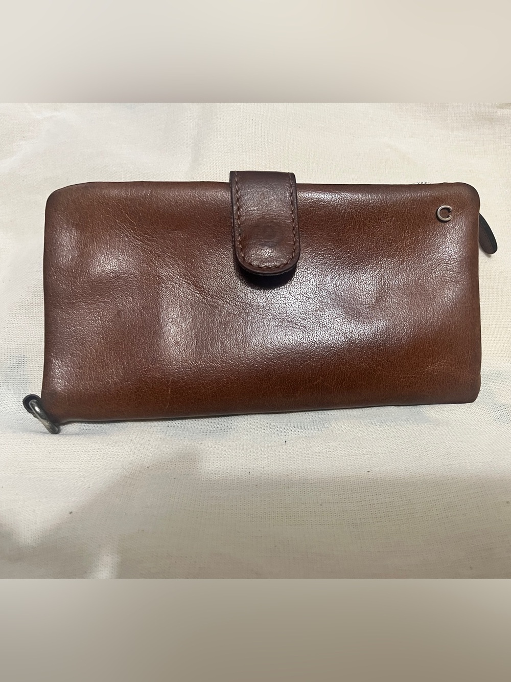 Wild Wild West Brown Leather Zip-Around Purse with Snap Closure